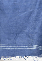 Mominos Fashion Moeza Women's Linen Cotton Silver Border Blue Dupatta | Grocsy