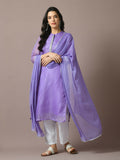 Myshka Women's Lavender Printed Kota Straight Party Kurta Set With Dupatta | Grocsy