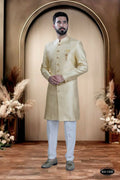 Joban Fashion Men's Cream Brocade Kurta with Pyjama | Grocsy