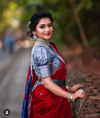 DEIANA'S Beautiful Designer Golden zari Soft Lichi Silk Saree - Red | Grocsy