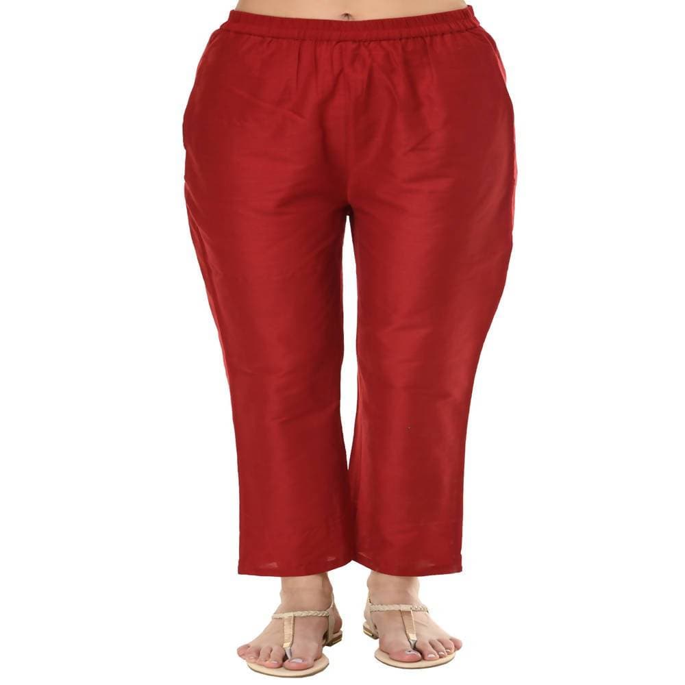 Lagi Women's Maroon Poly silk Straight Embroidred Kurta Pant (RO115A) | Grocsy
