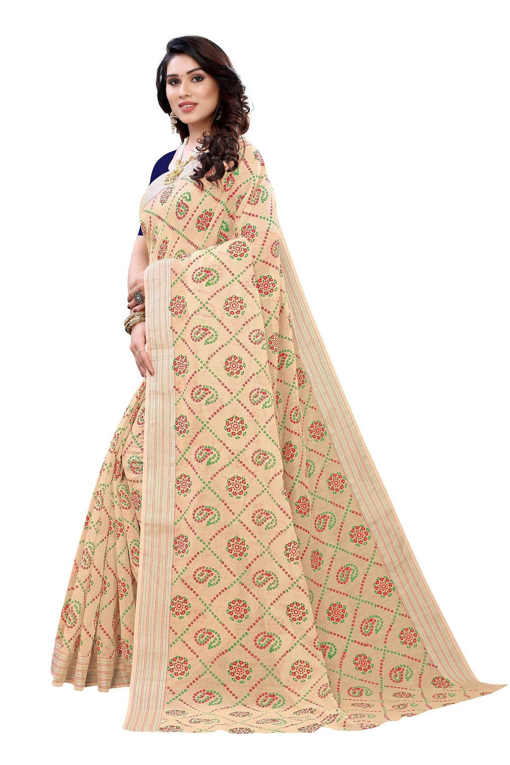 Vamika Cream Linen Jari Border Saree (CHARVI CREAM) | Grocsy