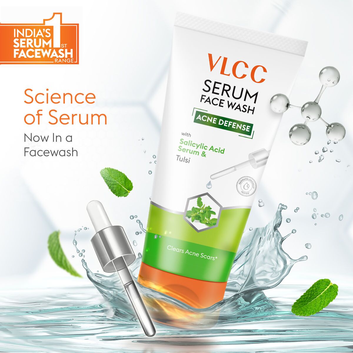 VLCC Acne Defense Serum Face Wash with Salicylic Acid Serum & Tulsi | Grocsy