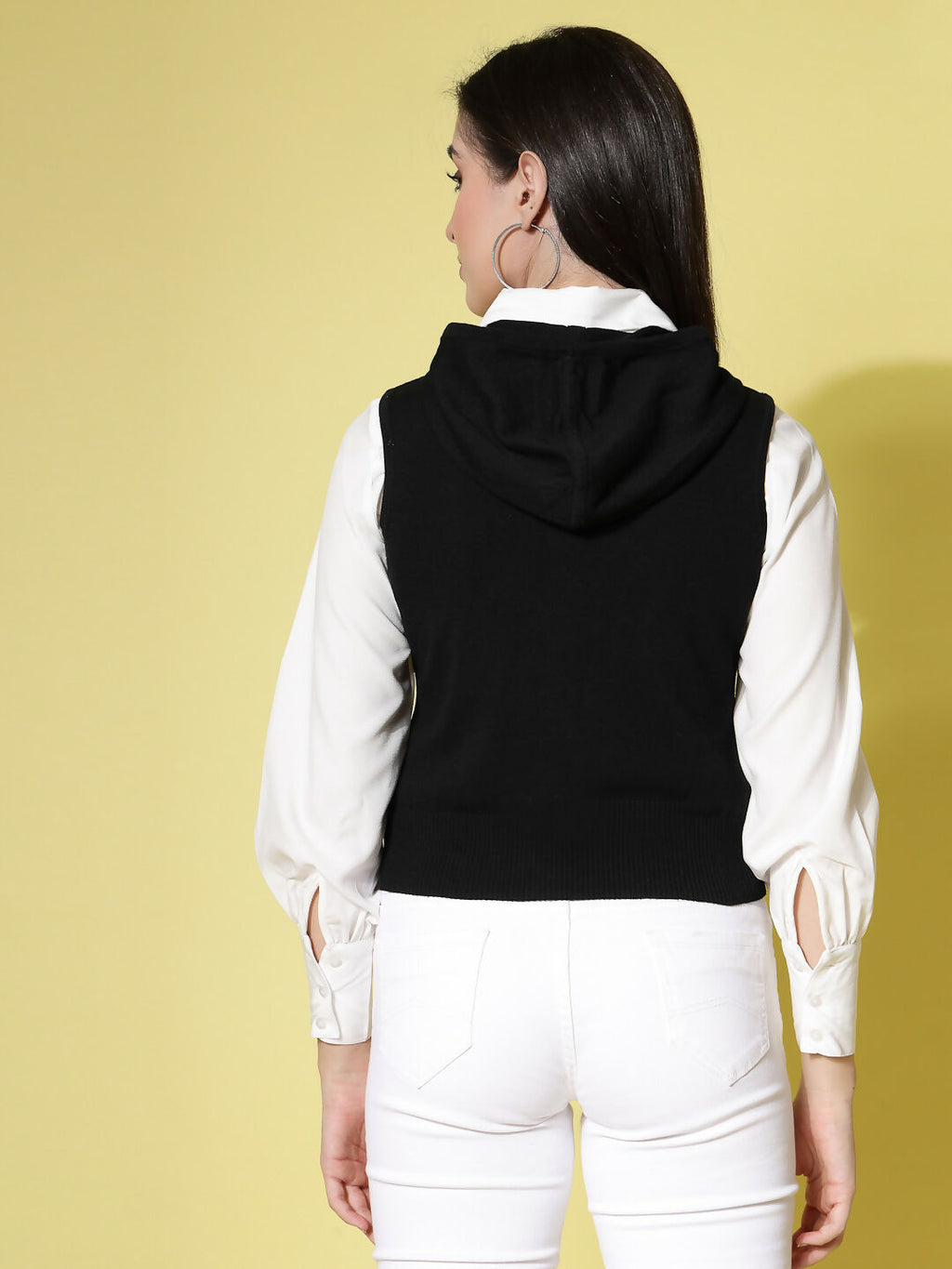 Women Winter Black Cotton Cardigan - Wool Trees | Grocsy