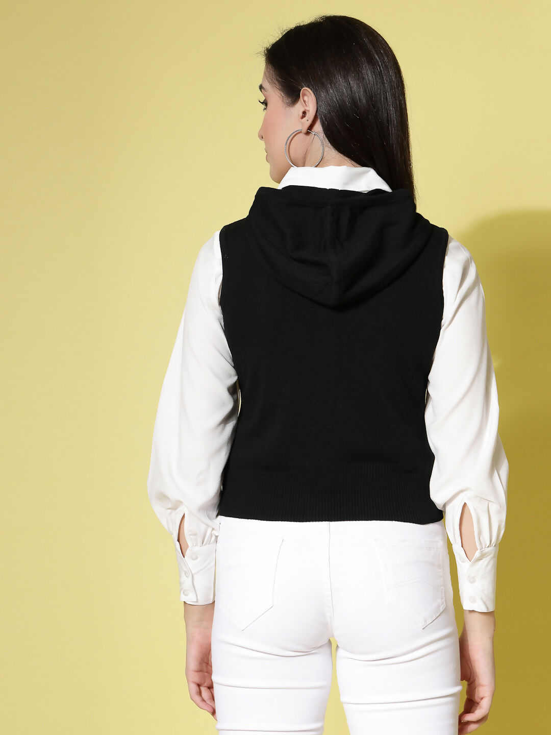 Women Winter Black Cotton Cardigan - Wool Trees | Grocsy