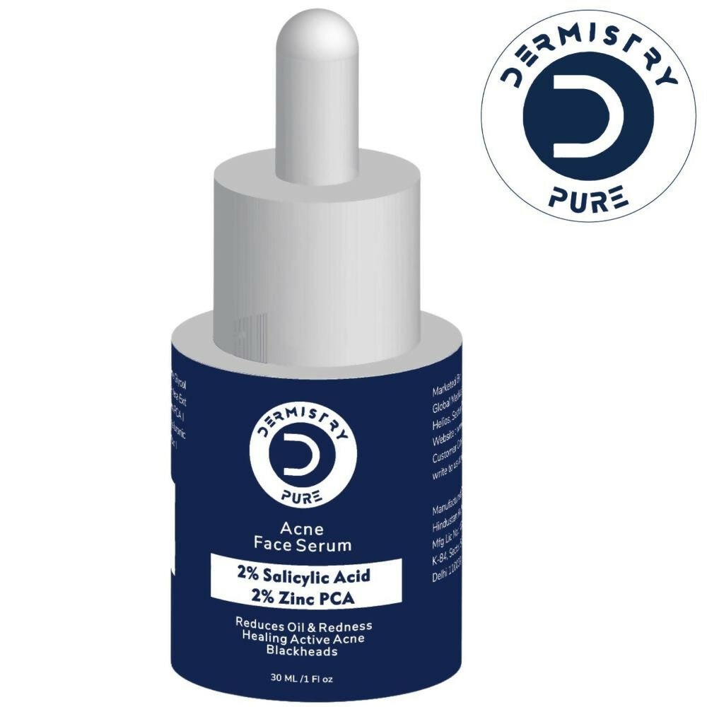 Dermistry Pure 2% Salicylic Acid 2% Zinc Face Serum For Oily Acne Prone Skin Black & Whitehead Scars | Grocsy