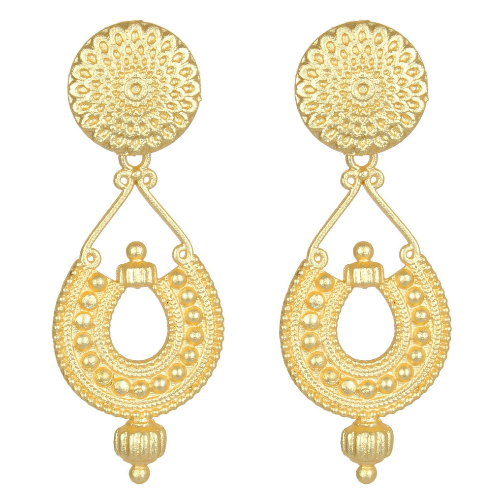 Joban Fashion Women Matte Gold Brass Earrings | Grocsy