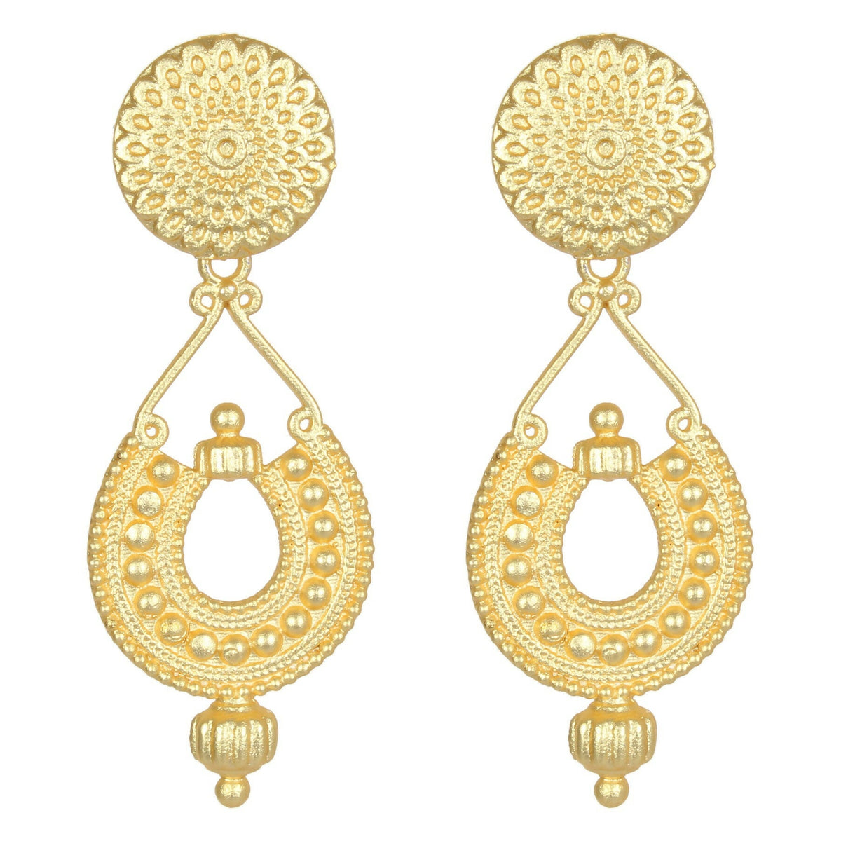 Joban Fashion Women Matte Gold Brass Earrings | Grocsy