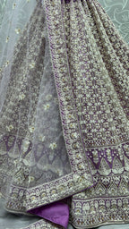 Jyoti Fashion Women's Violet Bridal Net Fancy Sequins with Multi Thread Embroidered Wedding Lehenga Choli | Grocsy