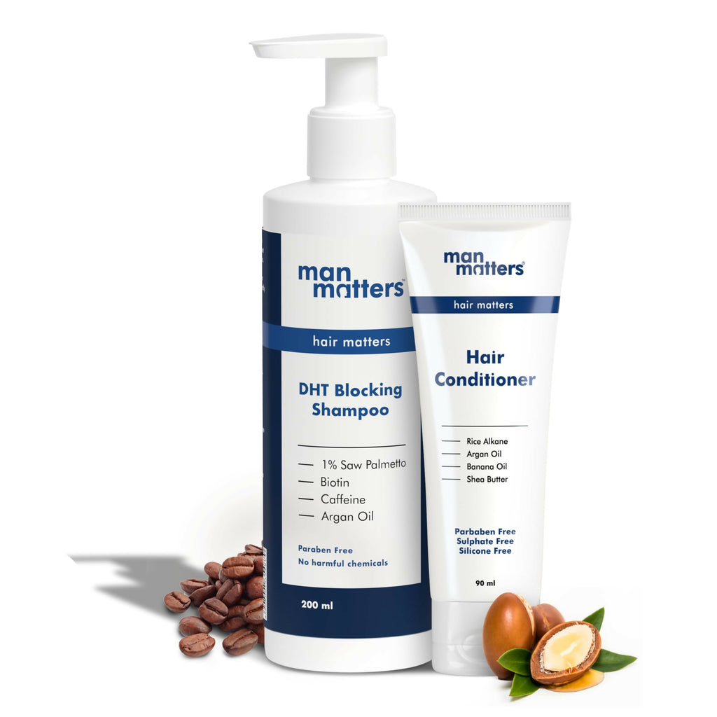 Man Matters Anti Hair Fall Shampoo and Conditioner Combo - Helps in Deep Nourishment and Frizz Free Hair, Sulphate & Paraben Free | Grocsy