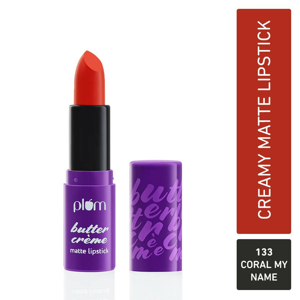 Plum Butter Crème Matte Lipstick Coral My Name - 133 (Coral) | Grocsy