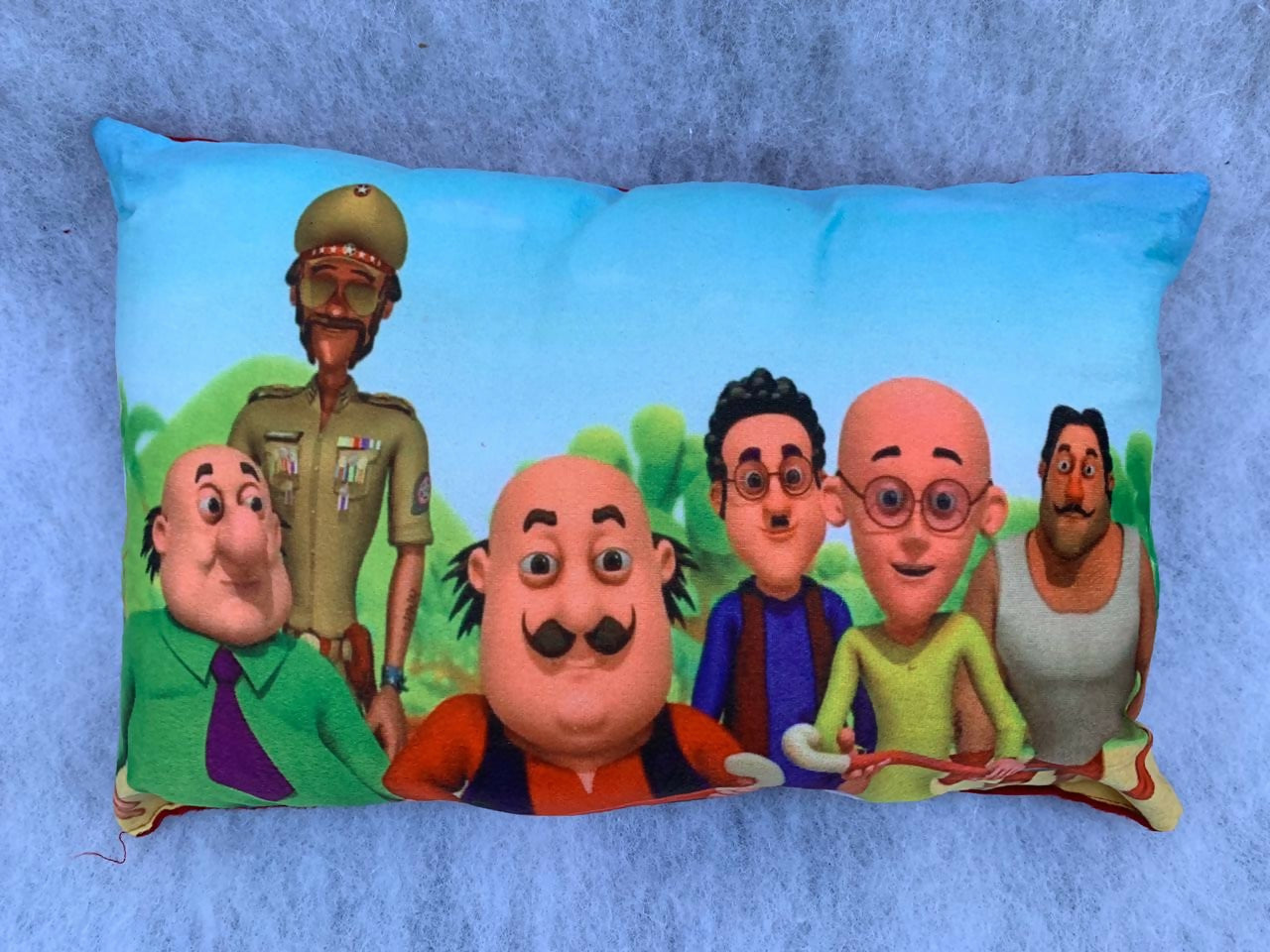 Unique Fashion Microfibre Filled Cushion For Kids - Motu Patlu Team | Grocsy