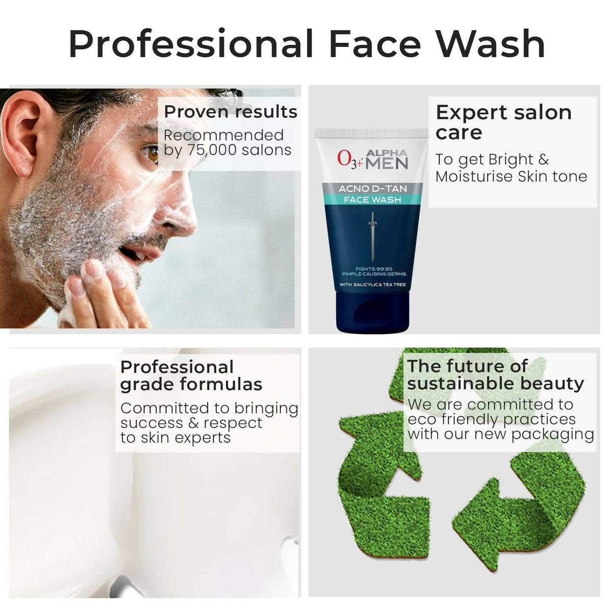 Professional O3+ Alpha Men Acno D-TAN Face Wash with Tea Tree | Grocsy