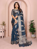 Aastha Fashion Teal Soft Organza Silk Weaving Saree | Grocsy