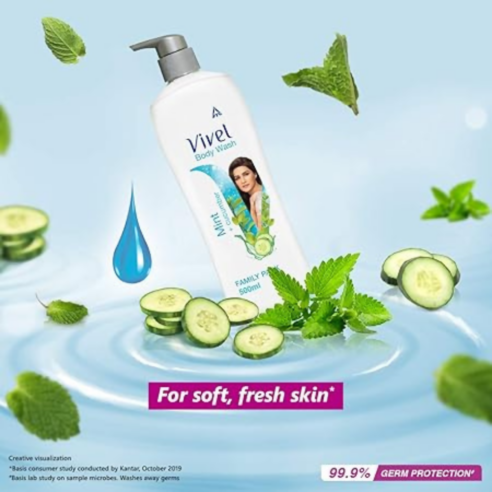 Vivel Body Wash, Lavender & Almond Oil And Mint & Cucumber, Shower Creme Combo Pack | Grocsy
