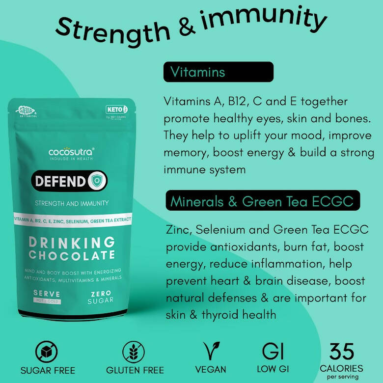 Cocosutra Lite - Defend - Sugar Free Drinking Chocolate Mix | Grocsy