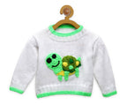 Chutput Kids Woollen Hand Knitted Turtle Design Sweater - White | Grocsy