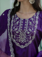 Vellora Purple Silk Blend Embroidered Designer Salwar Suit | Grocsy
