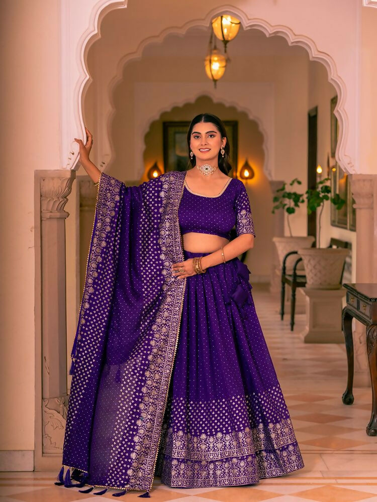 Lehenga Mart Purple Designer Wedding Wear Lehenga Choli | Grocsy