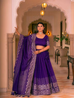 Lehenga Mart Purple Designer Wedding Wear Lehenga Choli | Grocsy