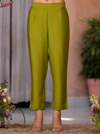 Juniper Women's Green Zari & Thread Work Embroidered Viscose Kurta Pant And Dupatta Set | Grocsy