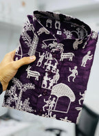 Prazu Fashion Violet Lucknowi Silk Kurta With Pajama | Grocsy
