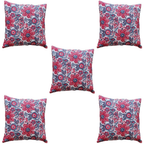 The Decor Nook Red And Blue Floral Print Cushion Cover | Grocsy