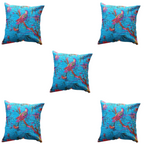 The Decor Nook Turquoise Base With Birds Print Cushion Cover | Grocsy