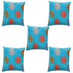 The Decor Nook Turquoise Blue Base With Multicolour Circles Print Cushion Cover | Grocsy