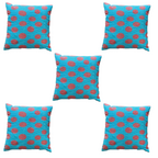 The Decor Nook Turquoise Blue Base With Red Circles Print Cushion Cover | Grocsy