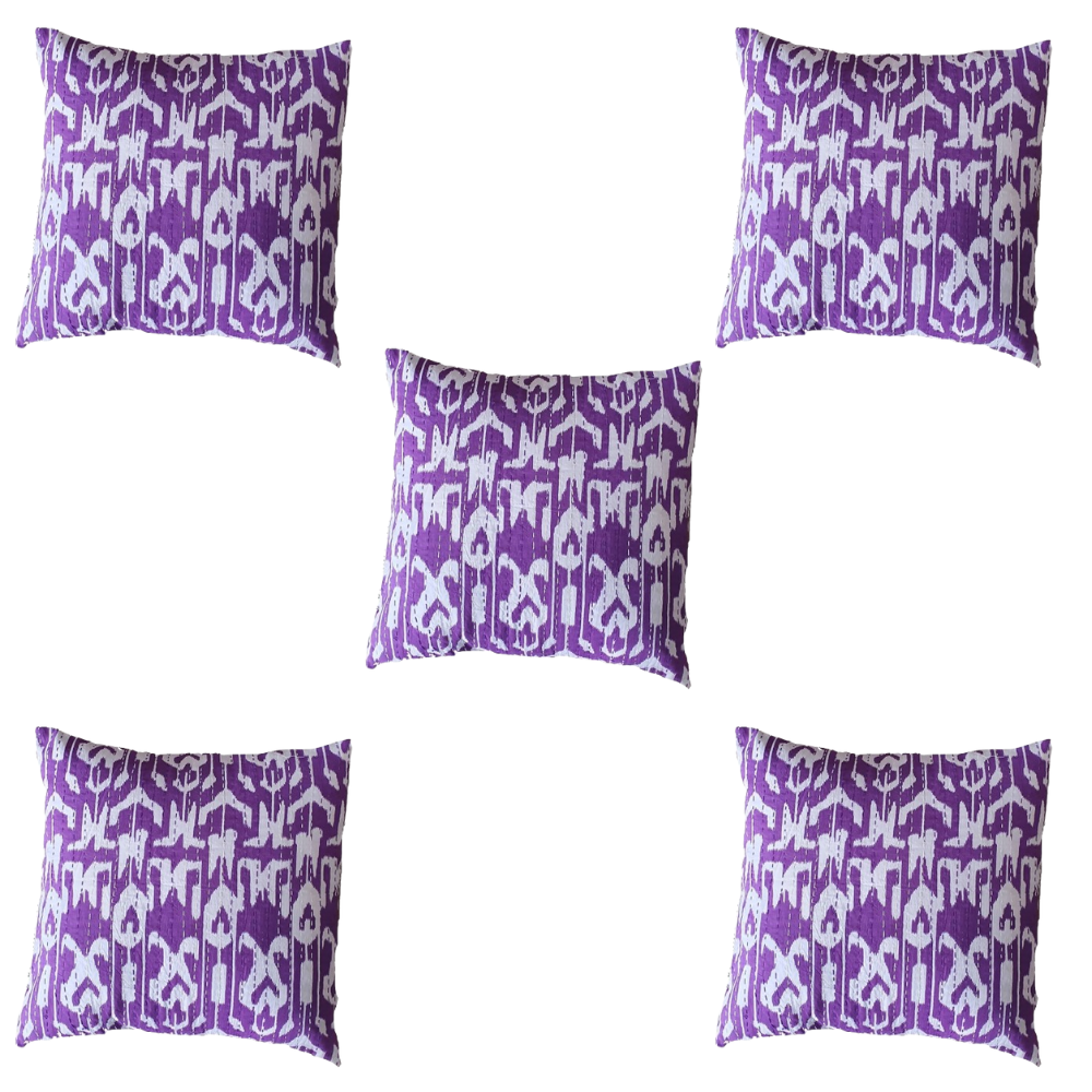 The Decor Nook Purple Base With White Print Cushion Cover | Grocsy