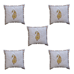 The Decor Nook Yellow Brown Paisley With Brown Border Cushion Cover | Grocsy