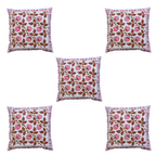 The Decor Nook Pink Brown Floral Print With Pink Border Cushion Cover | Grocsy