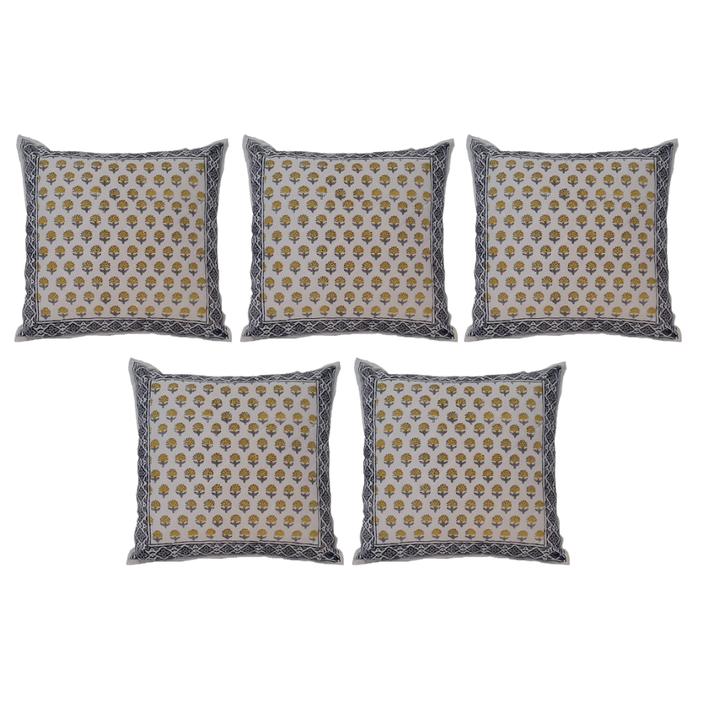 The Decor Nook Yellow Booti Print Cushion Cover | Grocsy