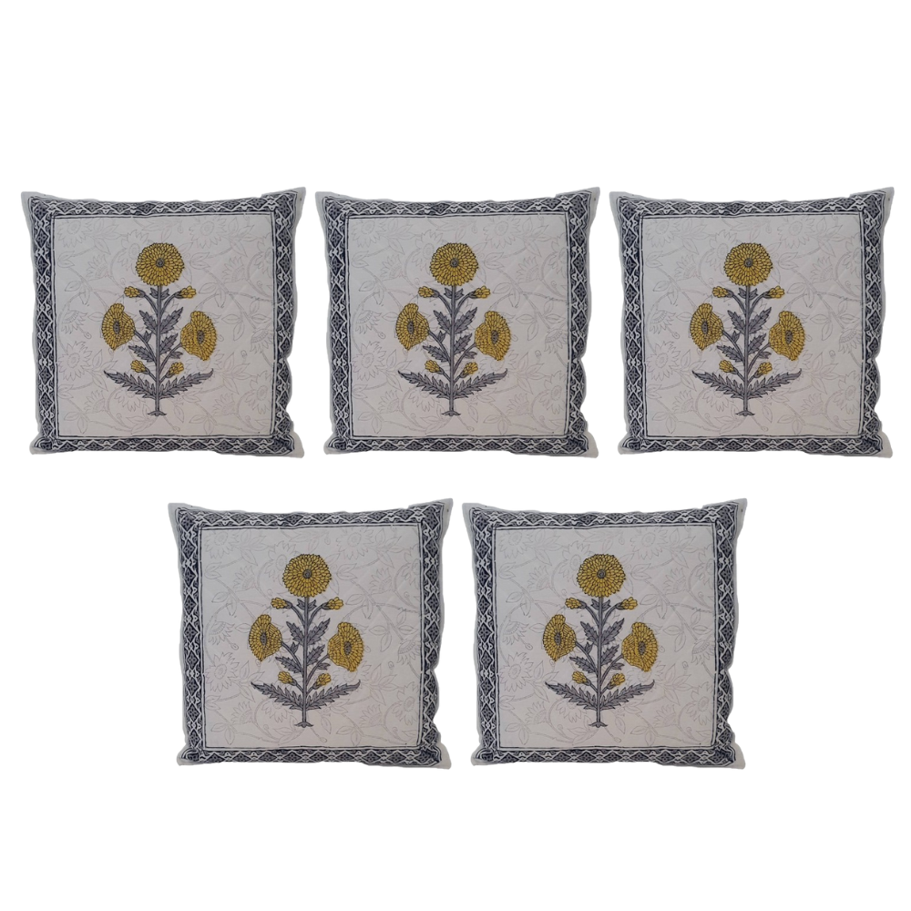 The Decor Nook Yellow Sunflower Print Cushion Cover | Grocsy