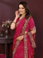 Ai Fashion Magenta Georgette Digital Print Party Wear Saree | Grocsy