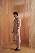 Purple Viscose Designer Printed Men's Kurta Set with Koti - Mahotsav | Grocsy
