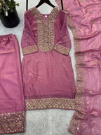 Teeya Creation Baby Pink Color Fendy Silk Embroidery Work Wedding Wear Salwar Suit | Grocsy