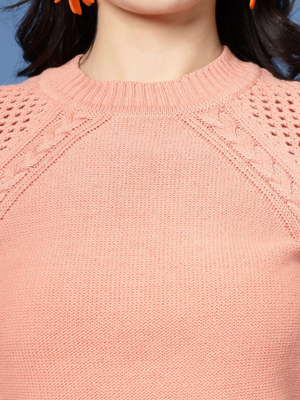 Women Winter Peach Cotton Pullover - Wool Trees | Grocsy