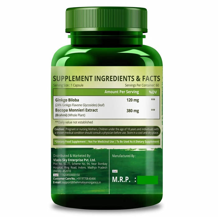 Himalayan Organics Ginkgo Biloba Vegetarian Capsules | Grocsy