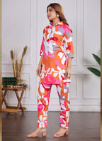 Prazu Fashion Multi Color Printed Cotton Reyon Festival Wear Co-Ord Set | Grocsy