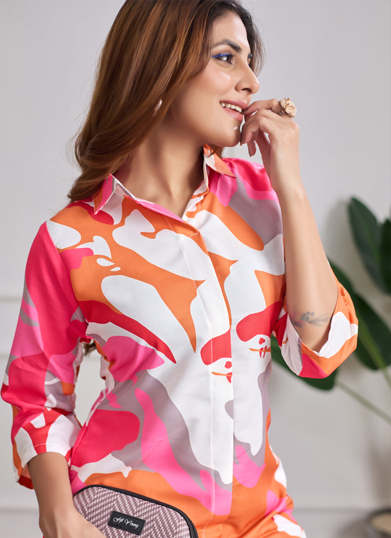 Prazu Fashion Multi Color Printed Cotton Reyon Festival Wear Co-Ord Set | Grocsy