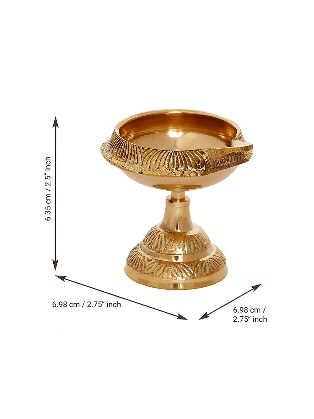 eCraftIndia Gold Toned 2 Pieces Brass Diyas | Grocsy