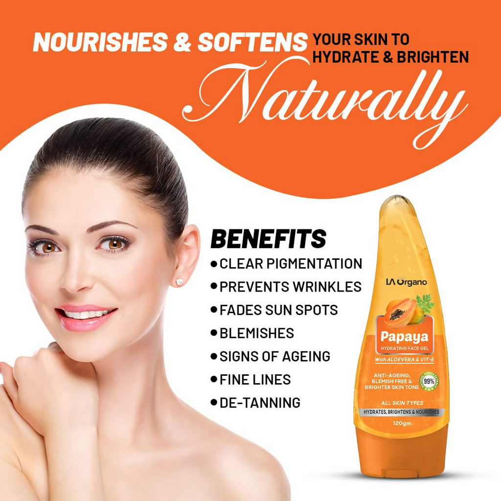 LA Organo Papaya Hydrating Face Gel with Alovera & Vit-E | Grocsy