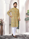 Anaita Yellow Digital Printed Work Cotton Straight Kurta | Grocsy