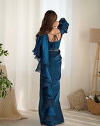 Teeya Creation Blue Color Zimichhu Silk Ready To Wear Saree | Grocsy