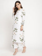Ahalyaa Women's White Crepe Digital Print Kurta Palazzo Set With Dupatta | Grocsy