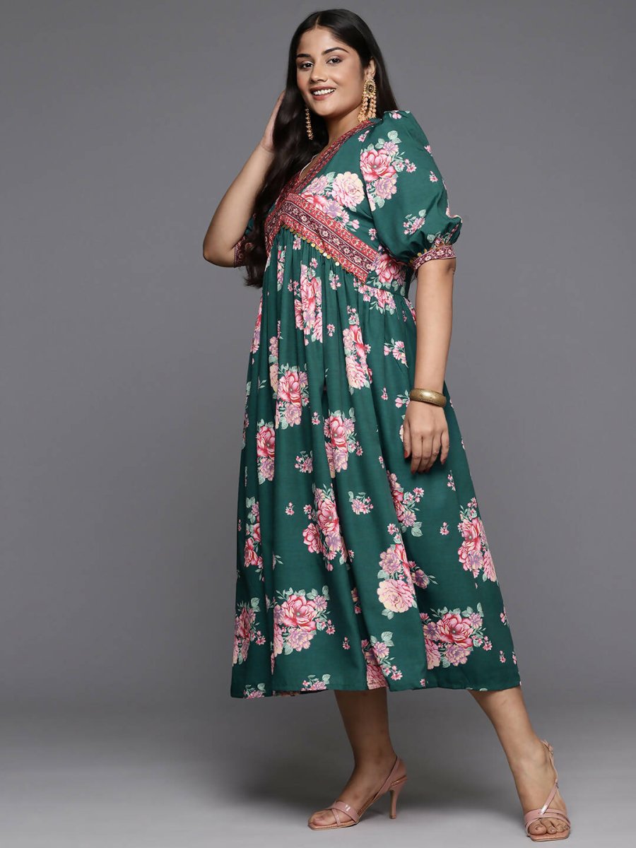 Ahalyaa Women's Traditional wear Ethnic Dress - Green | Grocsy