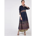 Cheera Women's Hand Block Print Ghagra Style Anarkali Kurta (CH036K) | Grocsy