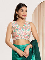 Joban Fashion Pink Jacquard Padded Blouse With V Neck Sleeveless | Grocsy